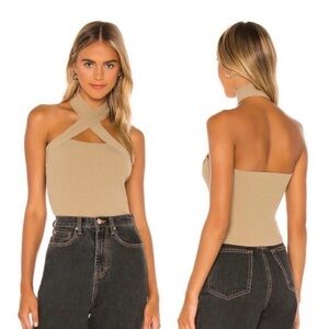 REVOLVE | NBD Yvette Halter Top in Taupe | NWT